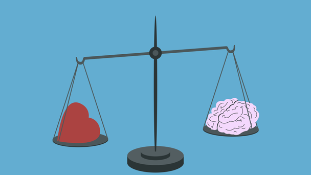 Мозг против сердца на весы - Кадры, видео