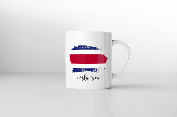 Costa Rica vlajky suvenýr hrnek na bílém pozadí. 3D vykreslování. - Fotografie, Obrázek