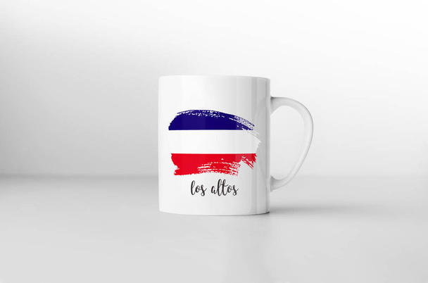 Los Altos flag souvenir mug on white background. 3D rendering. - Photo, Image