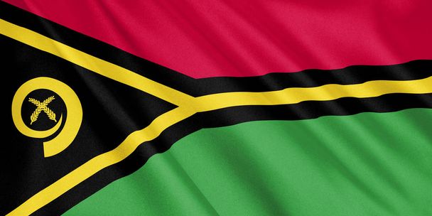 Vanuatu lippu heiluttaa tuulen kanssa, leveä muoto, 3D-kuva. 3D-renderointi
. - Valokuva, kuva