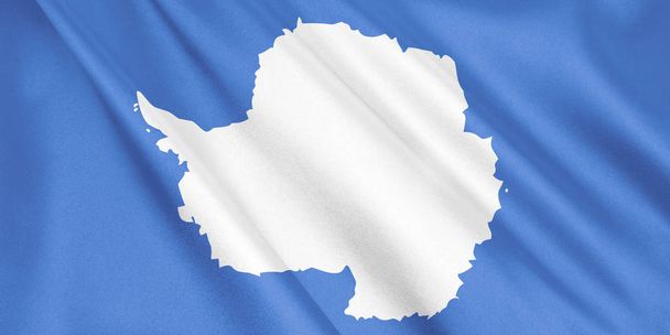 Bandera de la Antártida ondeando con el viento, formato ancho, ilustración 3D. Renderizado 3D
. - Foto, imagen
