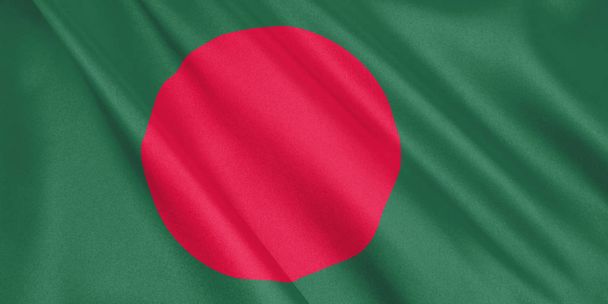 Bangladesh flag waving with the wind, wide format, 3D illustration. 3D rendering. - Photo, Image