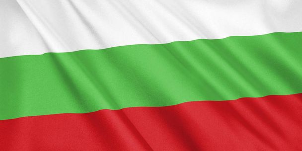 Флаг Болгарии, машущий ветром, широкий формат, 3D иллюстрация. 3D рендеринг
. - Фото, изображение