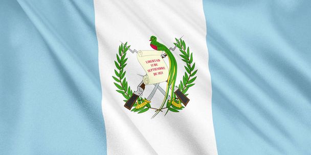 Bandera de Guatemala ondeando con el viento, formato ancho, ilustración 3D. Renderizado 3D
. - Foto, imagen