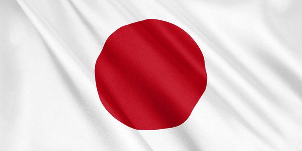 Bandera de Japón ondeando con el viento, formato ancho, ilustración 3D. Renderizado 3D
. - Foto, imagen