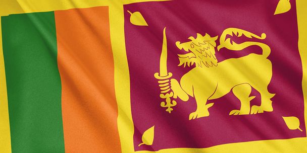 Srí Lanka mávání vlajkami s větrem, široký formát, 3d obrázek. 3D vykreslování. - Fotografie, Obrázek