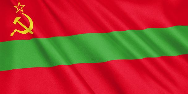 Bandera de Transnistria ondeando con el viento, formato ancho, ilustración 3D. Renderizado 3D
. - Foto, imagen