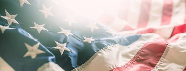 Close-up banner of american flag stars and stripes. - Foto, imagen
