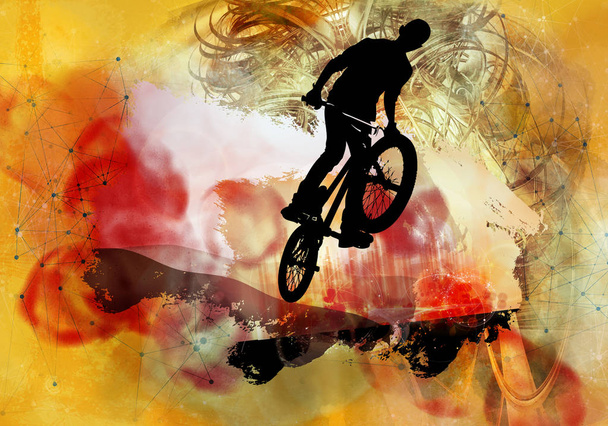 Vektoros illusztráció kerékpár jumper - Fotó, kép