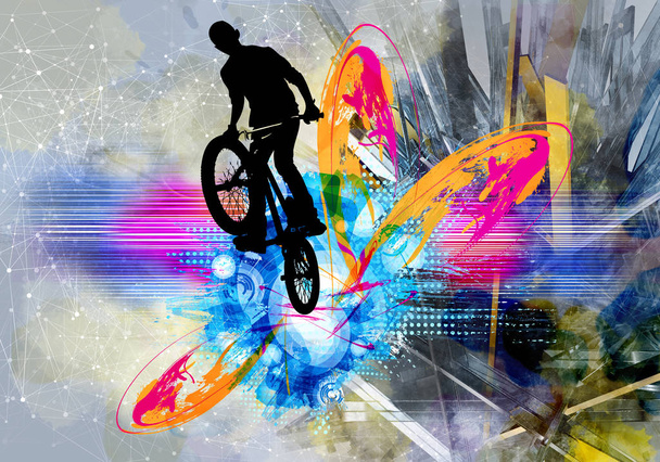 Векторная иллюстрация велосипедного прыгуна
 - Фото, изображение