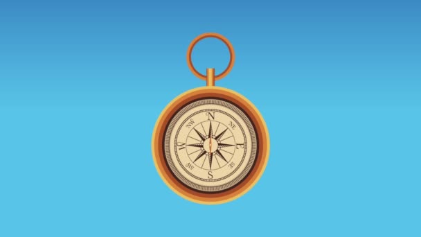 Navigation compass and travel HD animation - Footage, Video