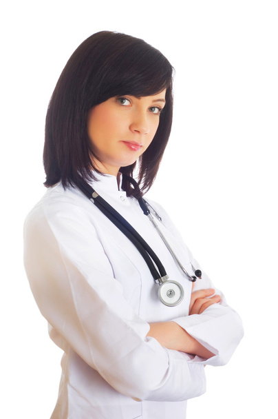 üzerinde beyaz izole kadın doktor - Fotoğraf, Görsel