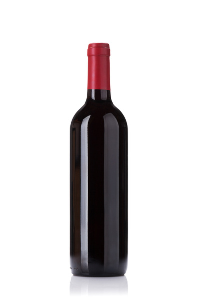 Red wine bottle. Isolated on white background - Fotoğraf, Görsel