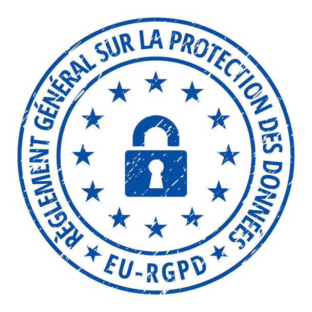 vector illustration design of EU-GDPR flat label with general data protection regulation text and padlock sign  - Vector, Image