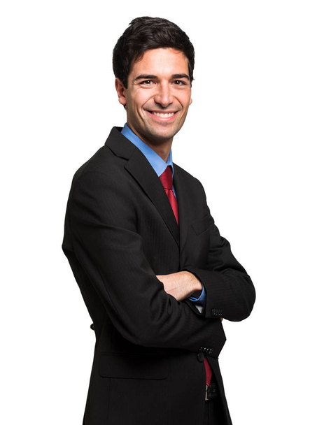 Portrait of businessman smiling isolated on white background  - Photo, Image