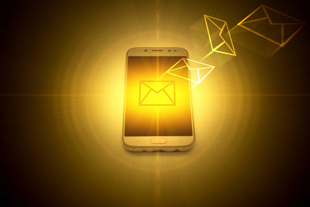 ειδοποίηση SMS σε κινητό τηλέφωνο στο μαγικό φως - Φωτογραφία, εικόνα