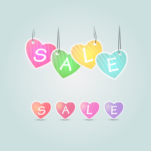 Colorful sale vector hearts. Sale concept - Διάνυσμα, εικόνα