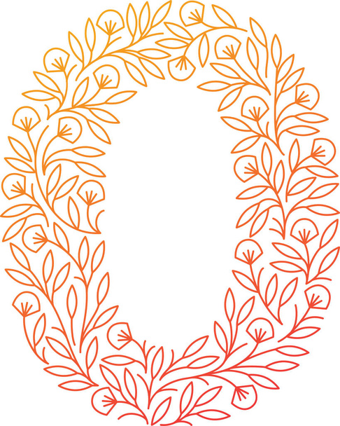 Floral numbers. Line clear modern illustration. Vector isolated illustration on white background. Illustration for t-shirts, posters, card and other uses. - Vector, afbeelding
