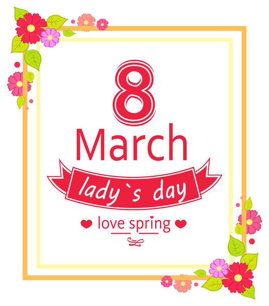 8 March Womens Day Placard Vector Illustration - ベクター画像