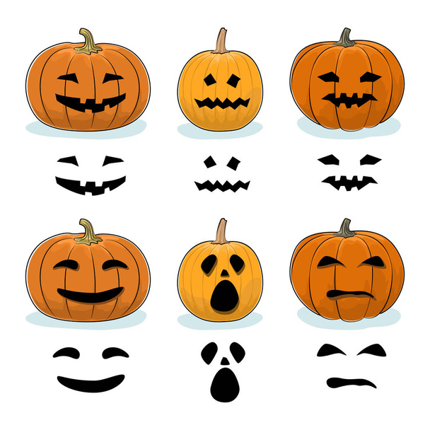 Set of Halloween Pumpkins - Vector, Image