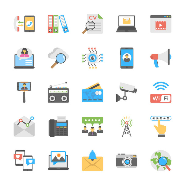 Chat en Social Networking platte Icons Set  - Vector, afbeelding