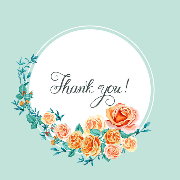 thank you card with roses - Vector, Image