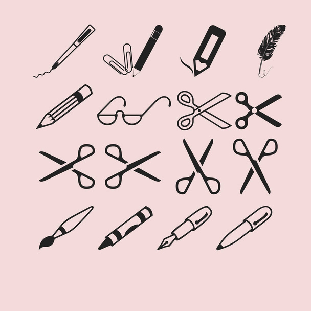 makas, kalem, pencils.vector simgesi - Vektör, Görsel