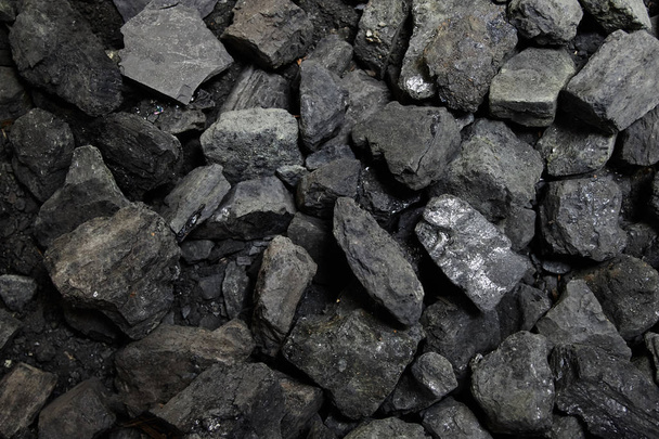 Black coal background or texture. Top view. Coal mining concept. - Photo, Image