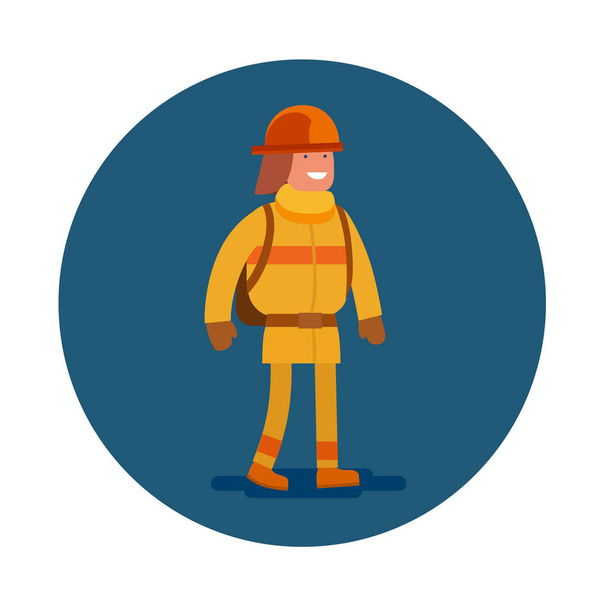 vector illustration design of flat icon of an firefighter. Young man in firefighting uniform - Vector, Image