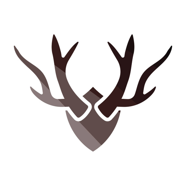 Deer's antlers  icon. Flat color design. Vector illustration. - Vector, Image