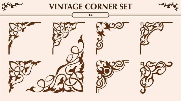 Vintage corner set - Vector, Image
