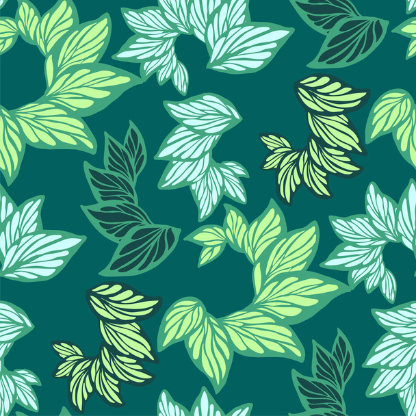 Seamless pattern with leaves made in graphic vector style in pastel colors - Vektor, kép