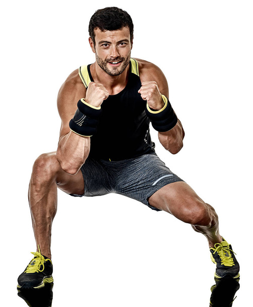 fitness man cardio boxing exercises isolated - Fotoğraf, Görsel