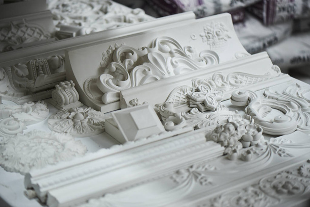 White decorative art details handmade from plaster - Fotoğraf, Görsel