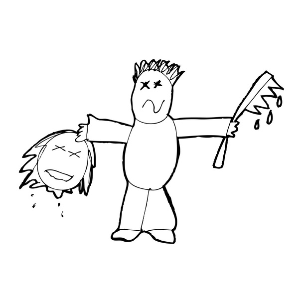 Dibujo infantil de un asesino en serie
 - Vector, imagen