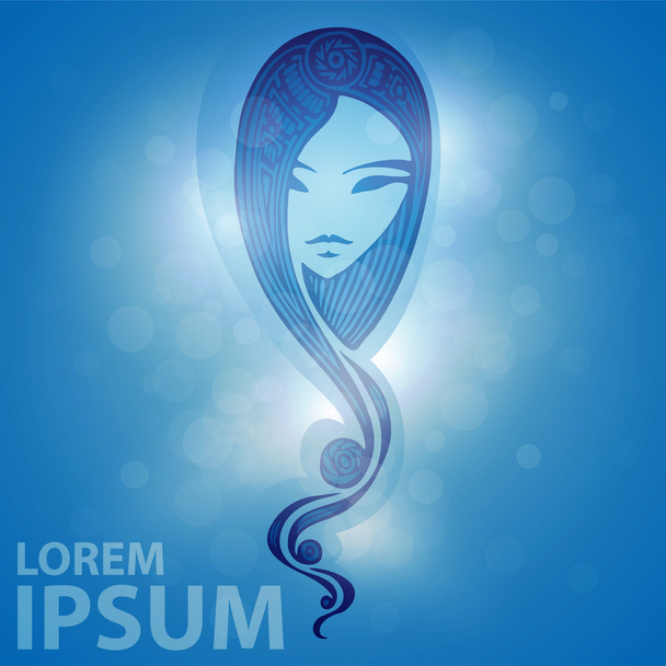 woman on blue background - Vector, Image
