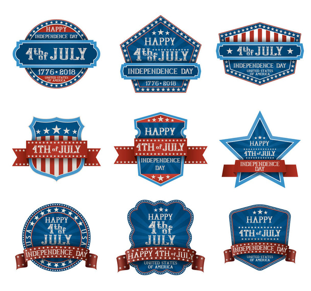 Czwartego lipca projekt typograficzny elementów, amerykańskiego dnia niepodległości pozdrowienia, Eps 10 zawiera przezroczystość. - Wektor, obraz