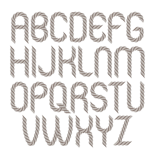 Set of vector rounded capital alphabet letters isolated created using guilloche ornate, decorate waves. Can be used for certificate design. - Vektör, Görsel
