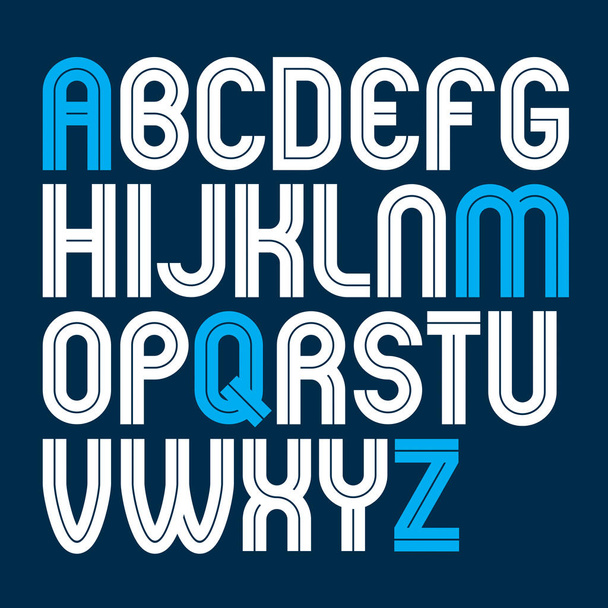 Vector capital bold English alphabet letters made with white lines, best for use in corporate logotype design  - Vektor, obrázek