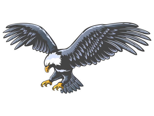 Эмблема орла выделена на белой векторной иллюстрации. Американский символ свободы. Ретро-цветовой логотип сокола
. - Вектор,изображение