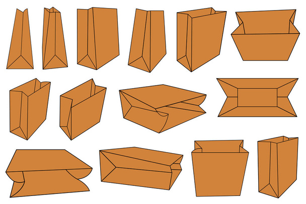 Ensemble de différents sacs en papier brun isolés sur blanc
 - Vecteur, image