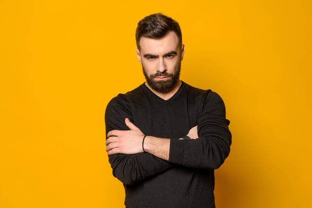 Handsome bearded confident man posing isolated - Фото, зображення