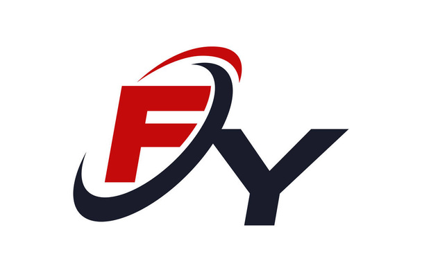 FY logó Swoosh globális piros betűs vektor-koncepció - Vektor, kép