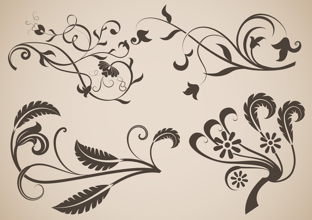 Vintage floral design elements vector illustration. - Vecteur, image