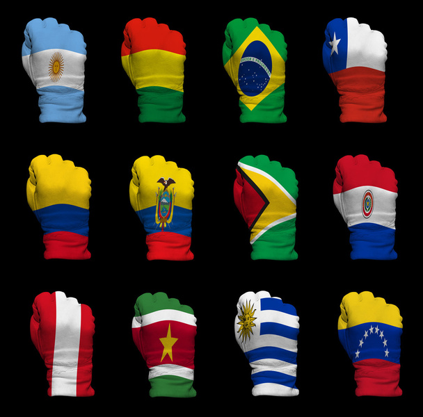 Puños de la bandera nacional de América del Sur
 - Foto, imagen