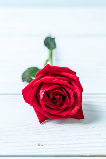 red rose on wood background - Photo, Image
