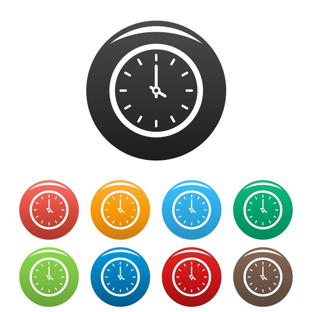Clock time icons set color vector - Vetor, Imagem