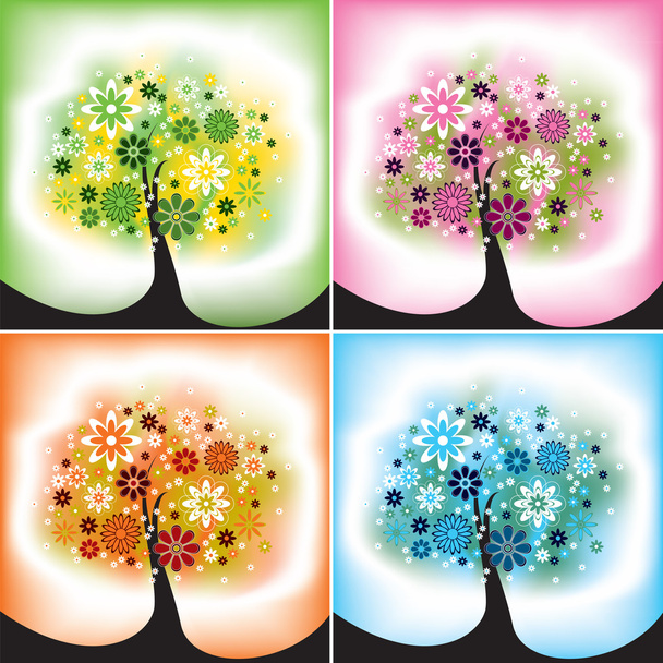 Four season trees, vector illustration. - Vector, Image