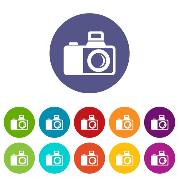 Photocamera icons set vector color - Διάνυσμα, εικόνα