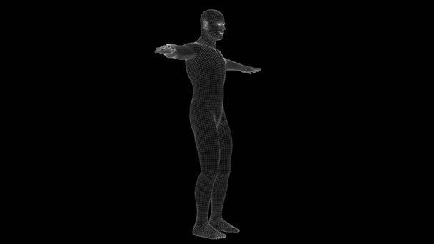 bir adam xray hologram 3D çizimi - Fotoğraf, Görsel
